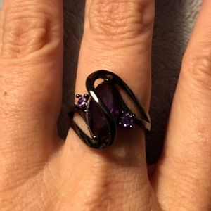 Sterling Silver Ring with Simulated Amethyst